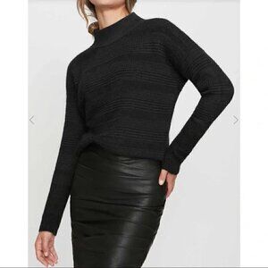 Whistles Black Mock Neck Mohair Wool Fuzzy Sweater